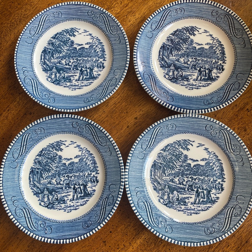 4 Royal China Currier & Ives 6.75” Plates